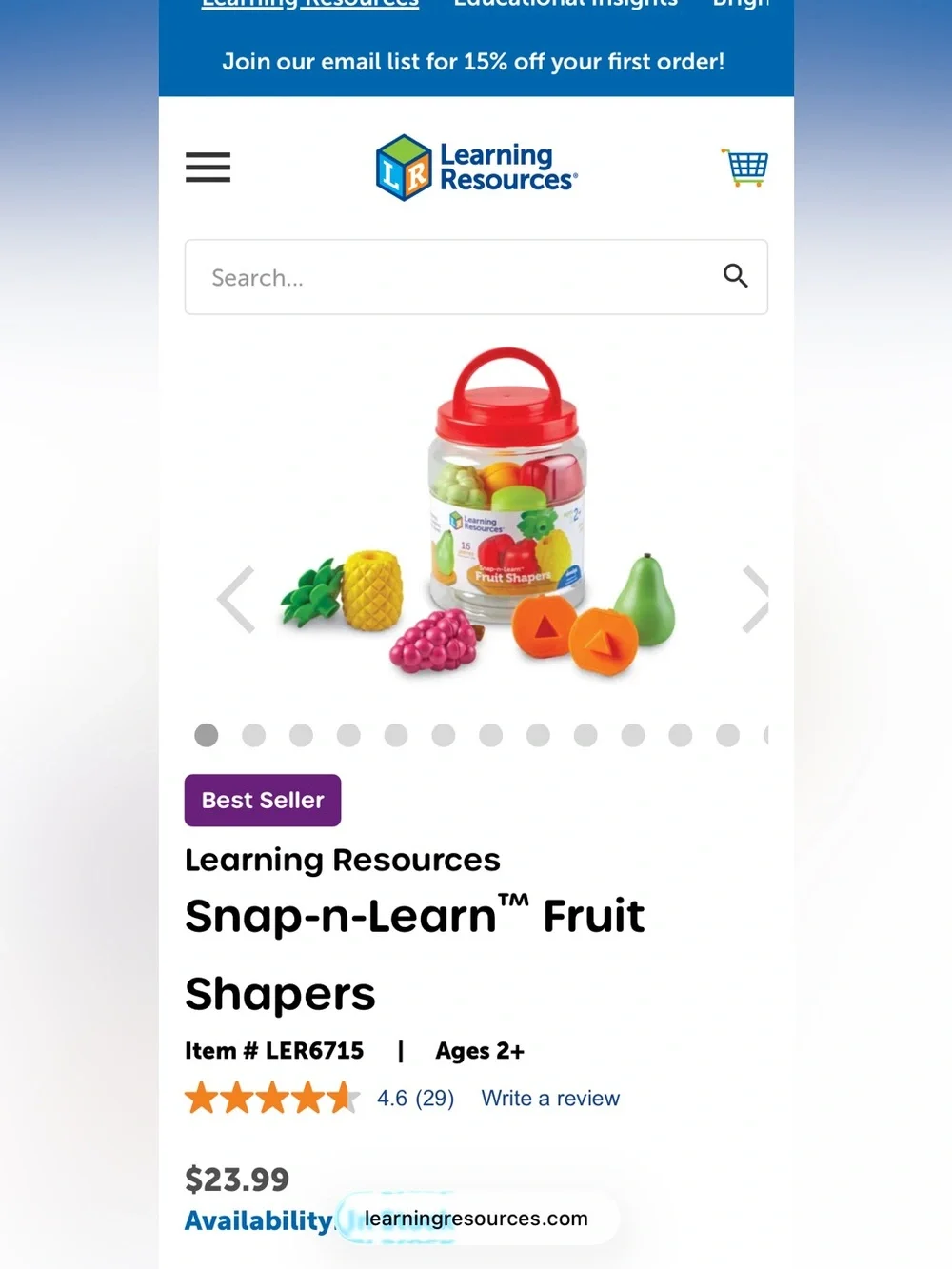 Learning Resources Snap-n-Learn Fruit Shapers